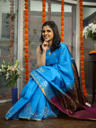 Blue Soft Silk Saree - SRBSSS293