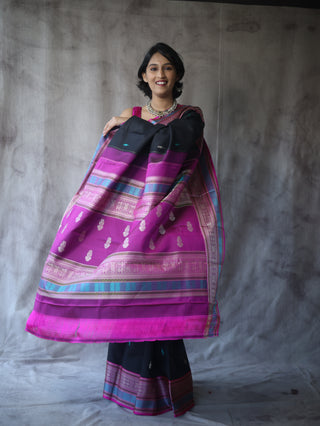 Black Kanjeevaram Silk Saree - SRBKSS558