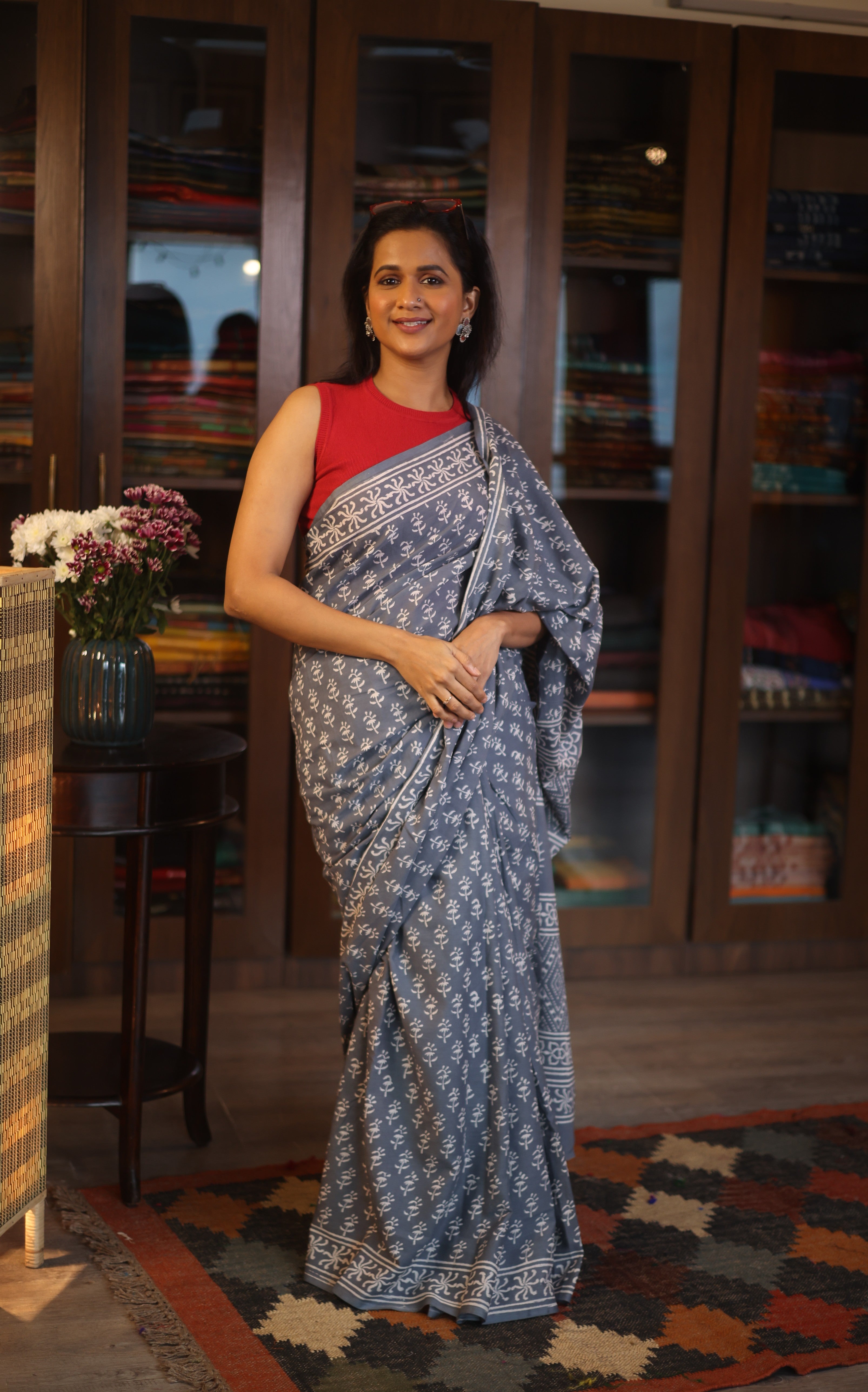 Dark Grey HBP Cotton Saree - SRDGCS2595