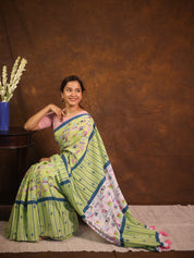 Pista Green HBP Signature Cotton Saree - SRPGSCS14
