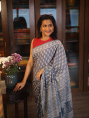 Dark Grey HBP Cotton Saree - SRDGCS2595