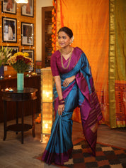 Teal Blue Kanjeevaram Silk Saree-SRTBKSS707