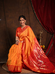 Orange Silk Paithani Saree - SROSPS784