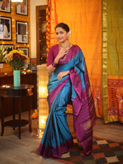 Teal Blue Kanjeevaram Silk Saree-SRTBKSS707