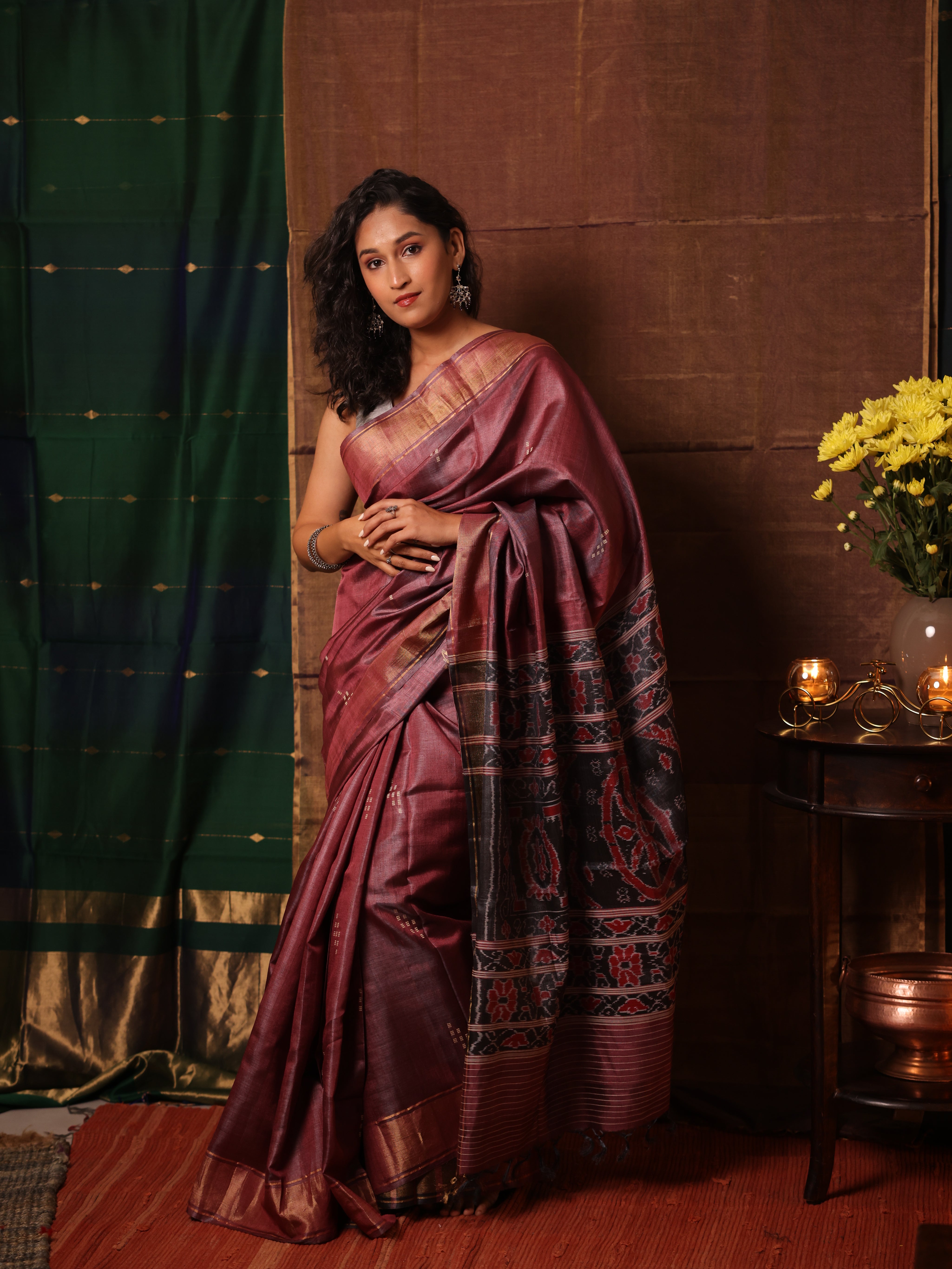 Purple Tussar Silk Saree - SRPTSS1871