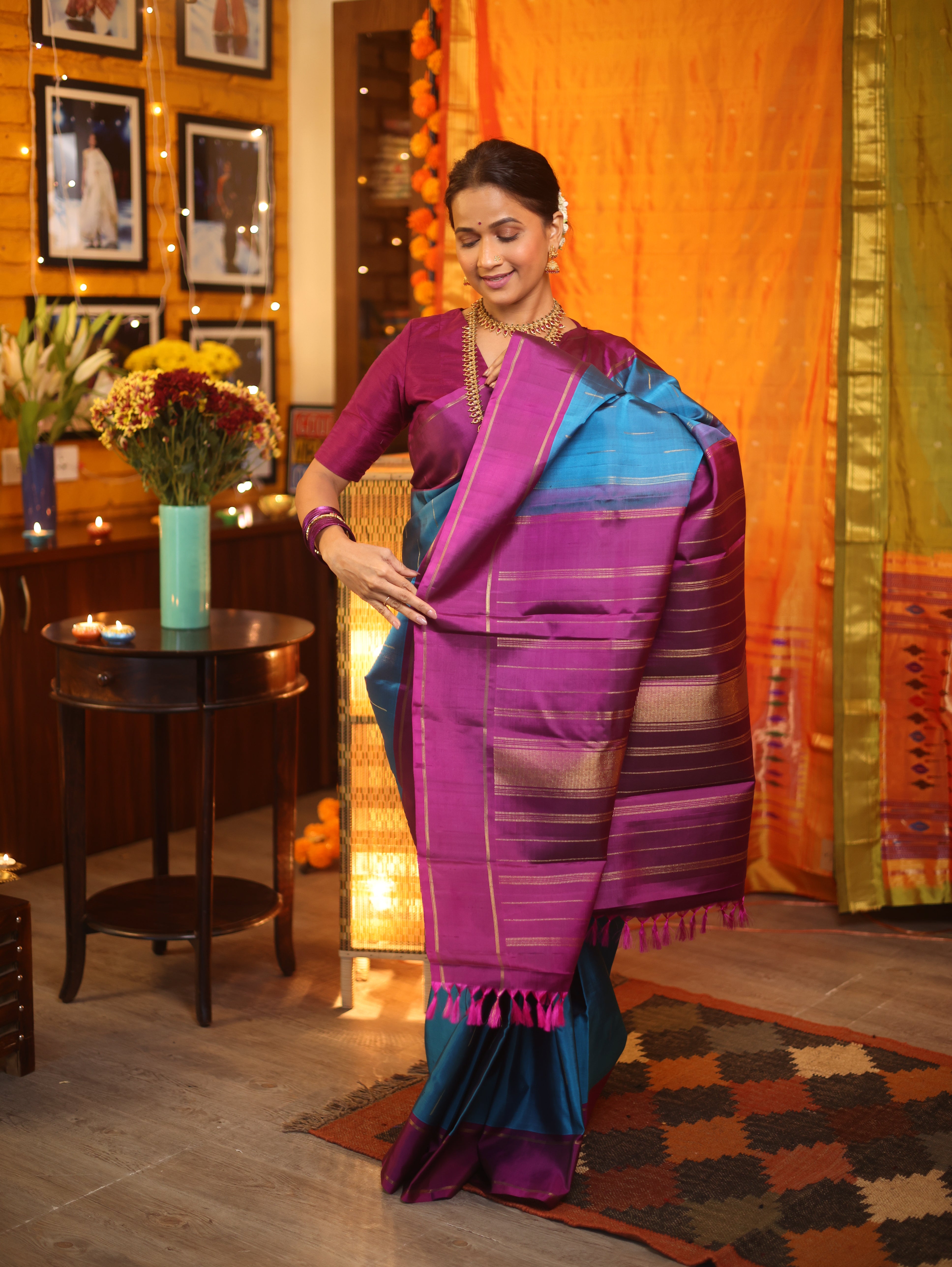 Teal Blue Kanjeevaram Silk Saree-SRTBKSS707