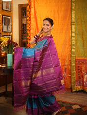 Teal Blue Kanjeevaram Silk Saree-SRTBKSS707