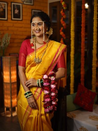 Yellow Kanjeevaram Silk Saree-SRYKSS360