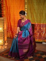 Teal Blue Kanjeevaram Silk Saree-SRTBKSS707