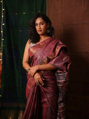 Purple Tussar Silk Saree - SRPTSS1871