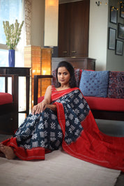 Dark Green Pochampalli Cotton Ikat Saree - SRDGPCIS295