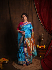 Blue Silk Paithani Saree - SRBSPS782