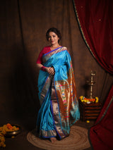 Blue Silk Paithani Saree - SRBSPS782