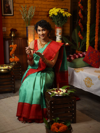 Parrot Green Kanjeevaram Silk Saree-SRPGKSS386