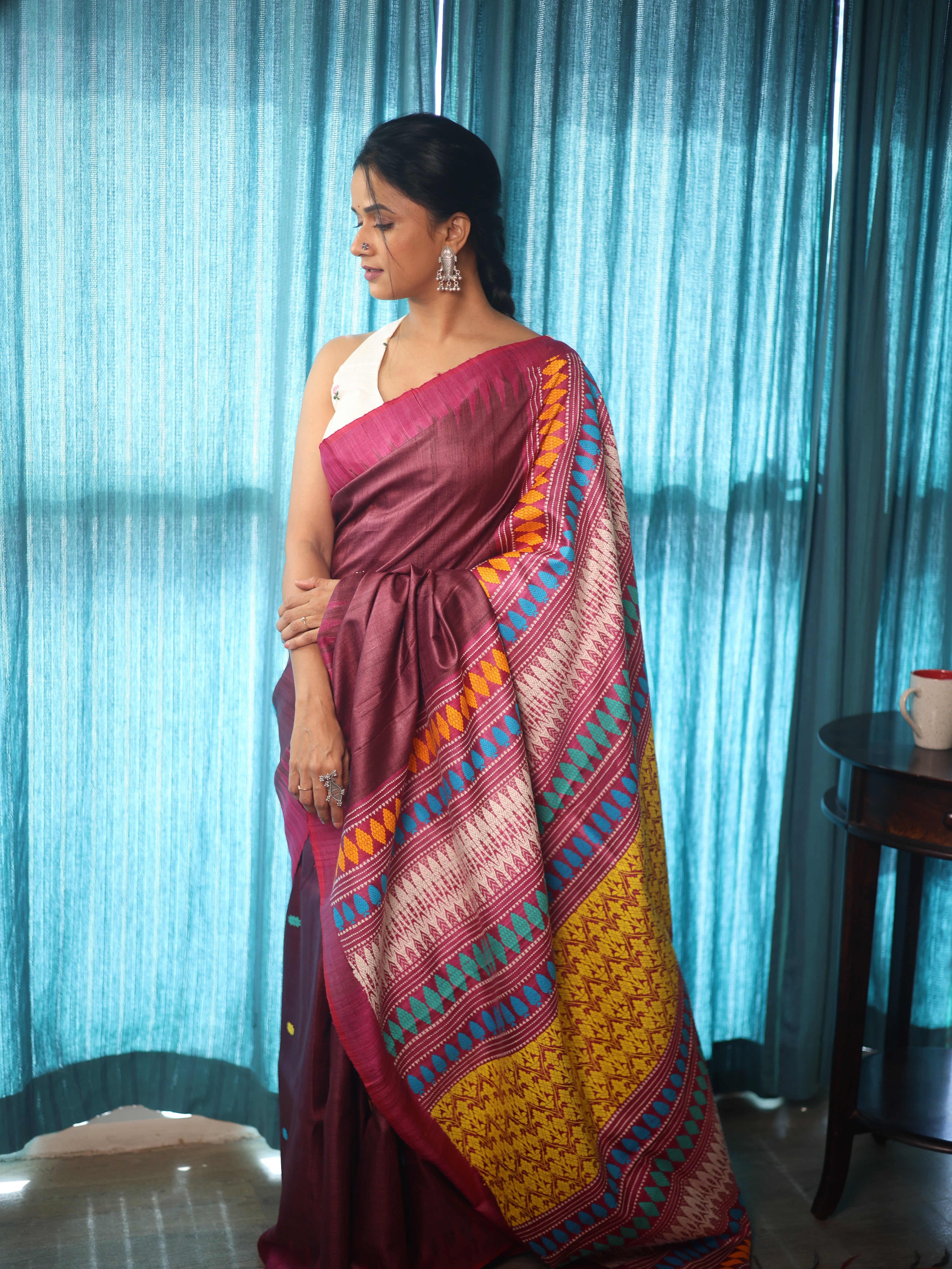 Dusty Pink Gopalpur Tussar Silk Saree - SRDPTSS1549