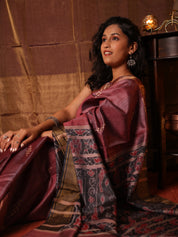 Purple Tussar Silk Saree - SRPTSS1871