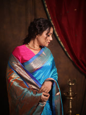 Blue Silk Paithani Saree - SRBSPS782