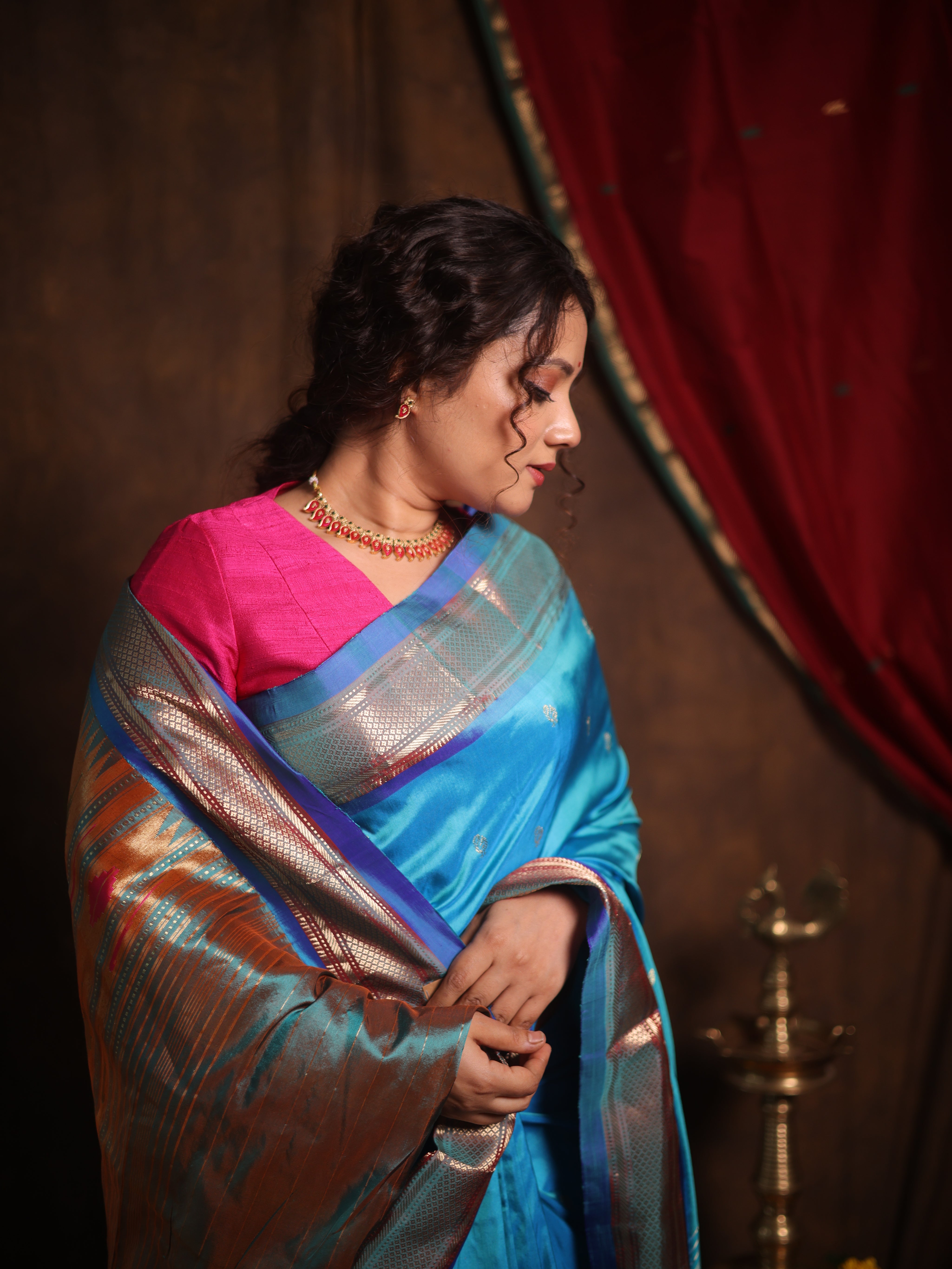 Blue Silk Paithani Saree - SRBSPS782