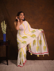Off White HBP Signature Cotton Saree - SROWSCS26