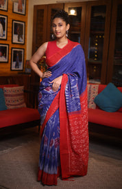 Blue Pochampalli Cotton Ikat Saree- SRBPCIS35EX