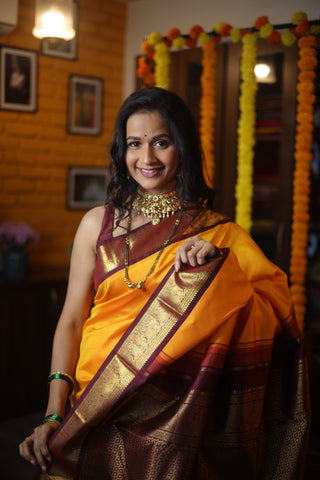 Yellow Kanjeevaram Silk Saree-SRYKSS453