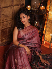 Purple Tussar Silk Saree - SRPTSS1871