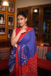 Blue Pochampalli Cotton Ikat Saree- SRBPCIS35EX