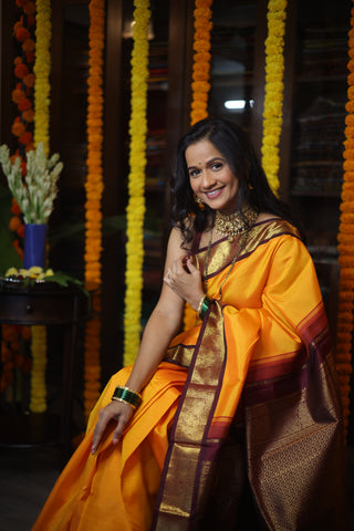 Yellow Kanjeevaram Silk Saree-SRYKSS453