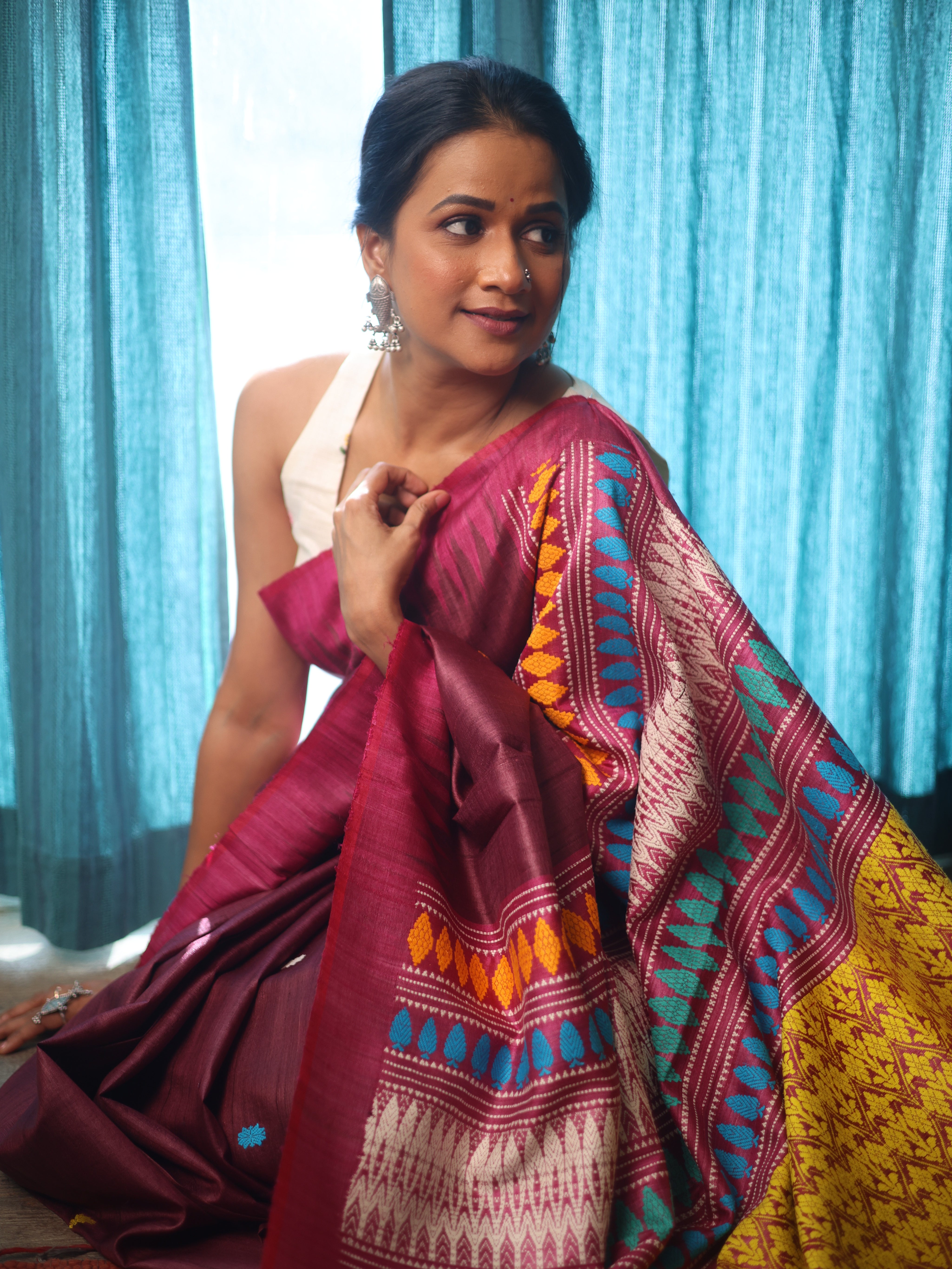 Dusty Pink Gopalpur Tussar Silk Saree - SRDPTSS1549