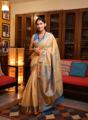 Beige Gadwal Cotton Silk Saree - SRBGCSS75