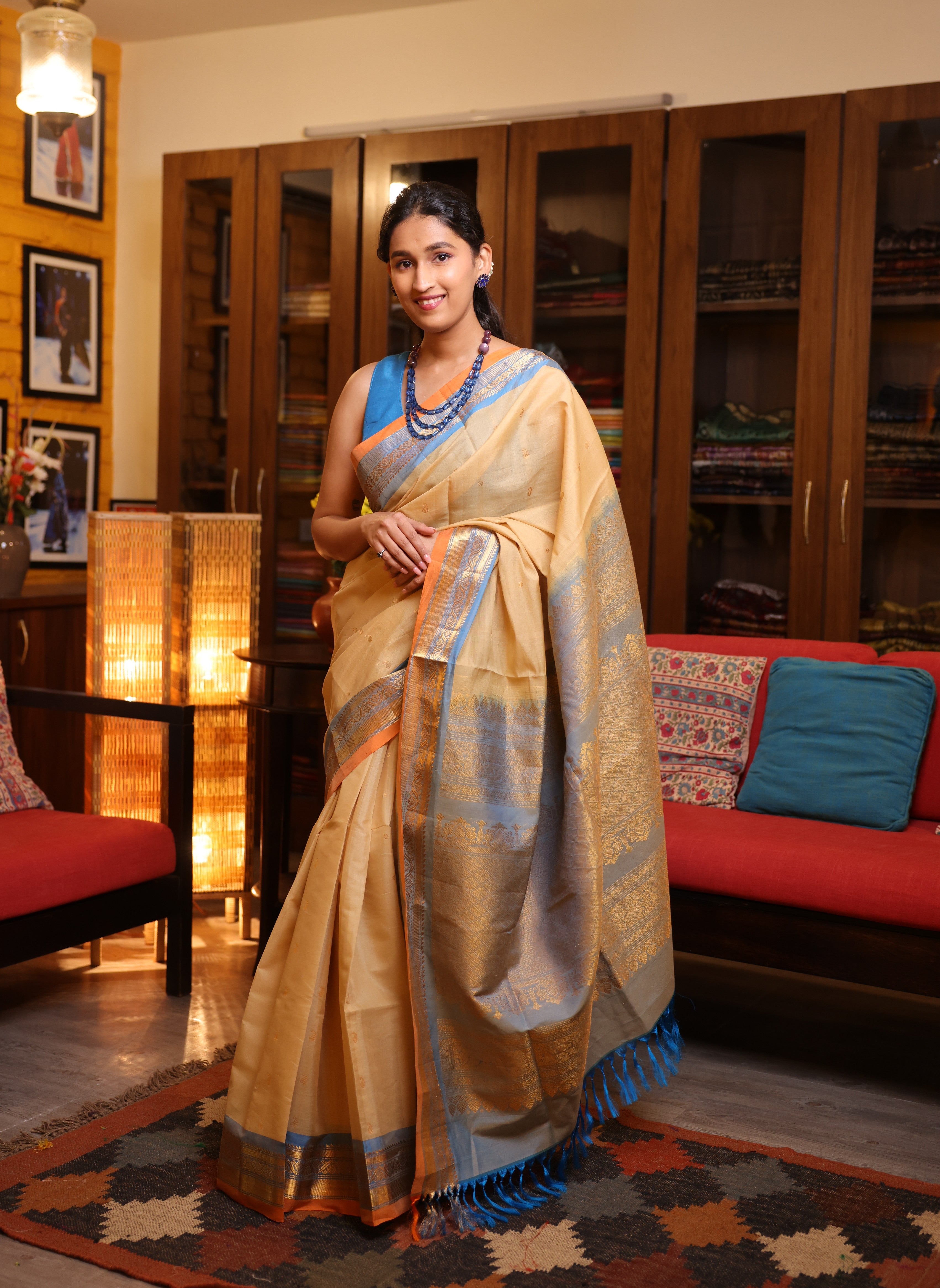 Beige Gadwal Cotton Silk Saree - SRBGCSS75