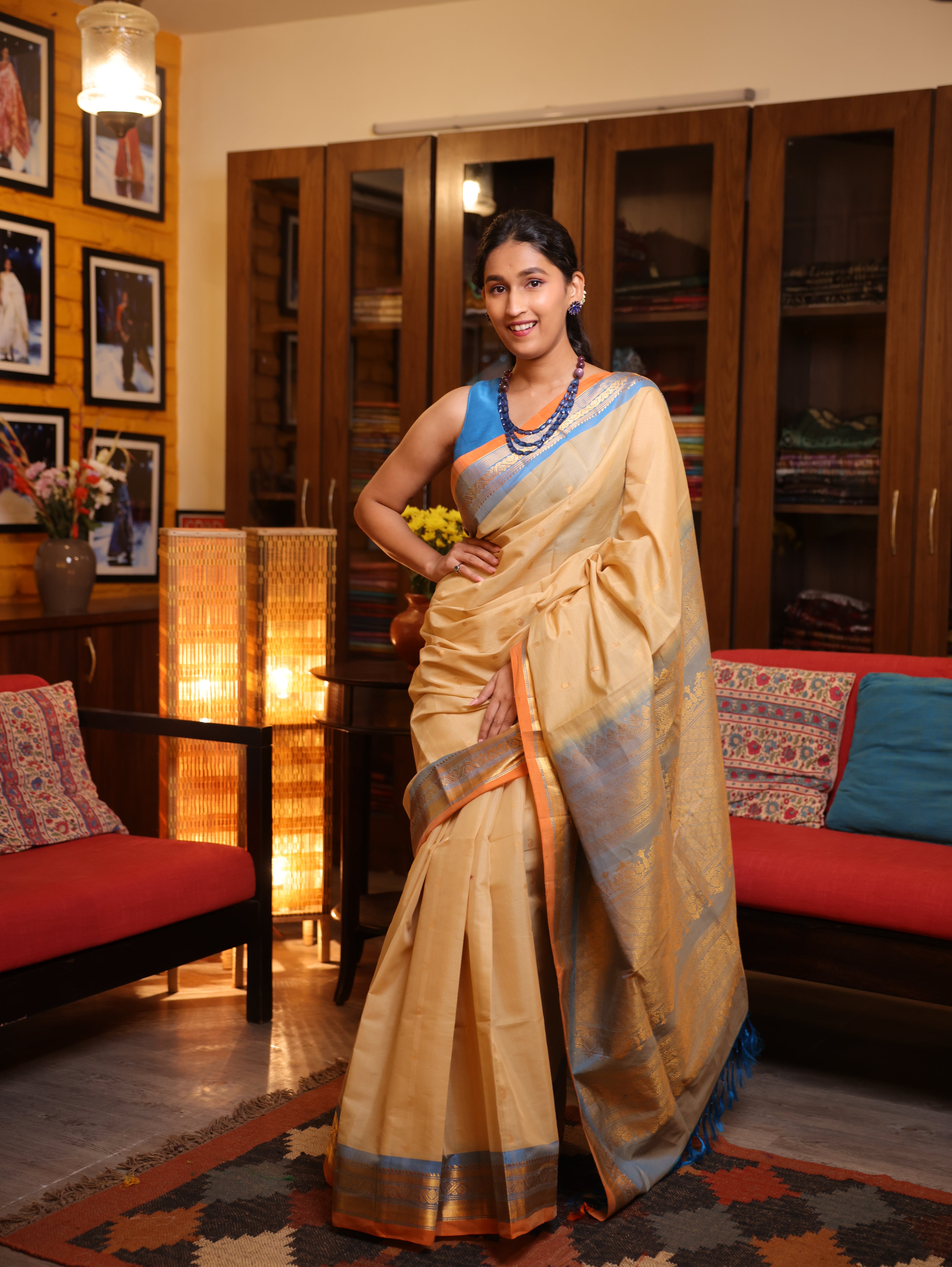 Beige Gadwal Cotton Silk Saree - SRBGCSS75