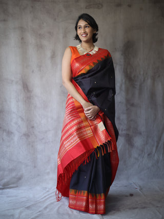 Black Kanjeevaram Silk Saree-SRBKSS443