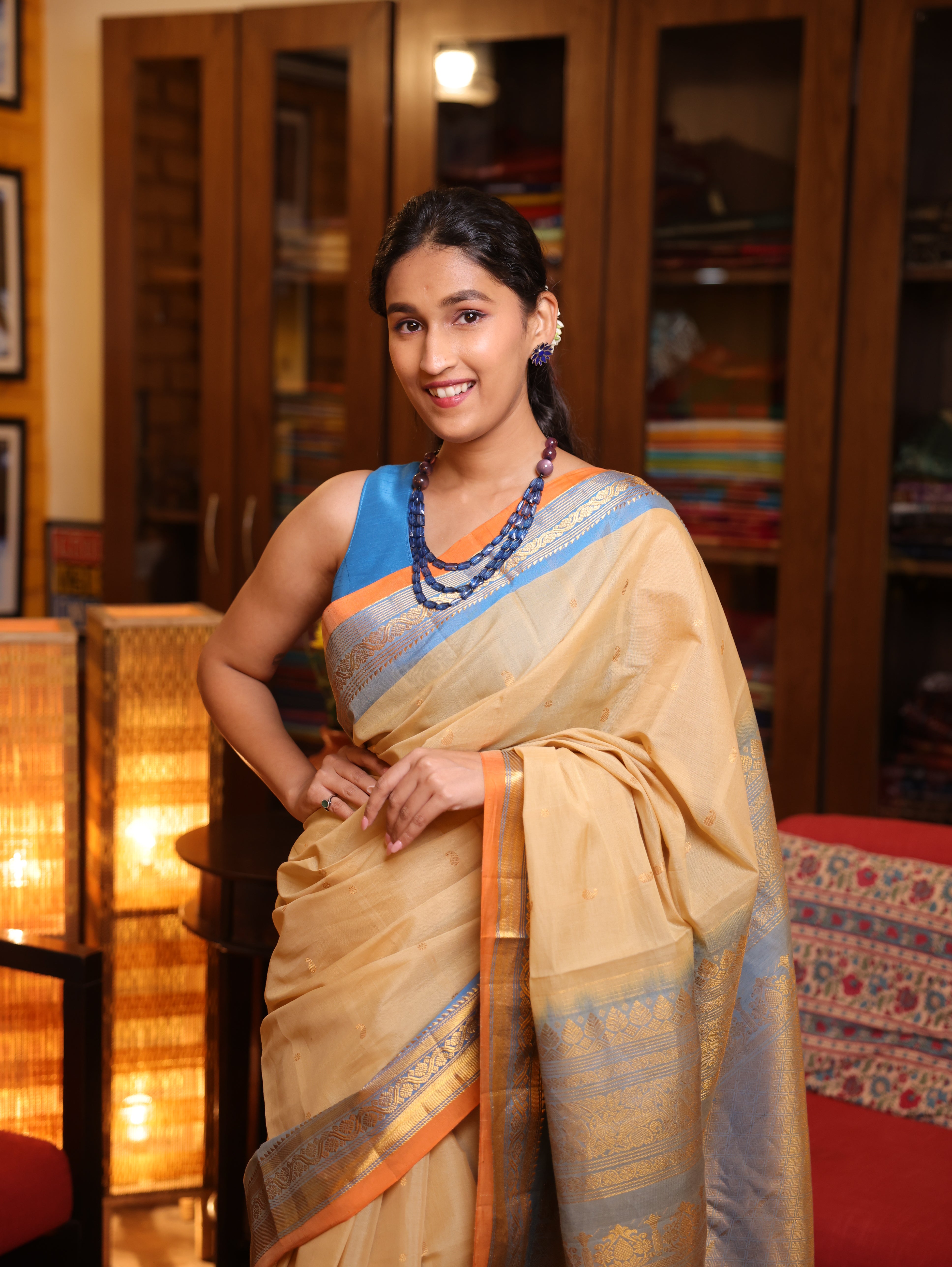 Beige Gadwal Cotton Silk Saree - SRBGCSS75