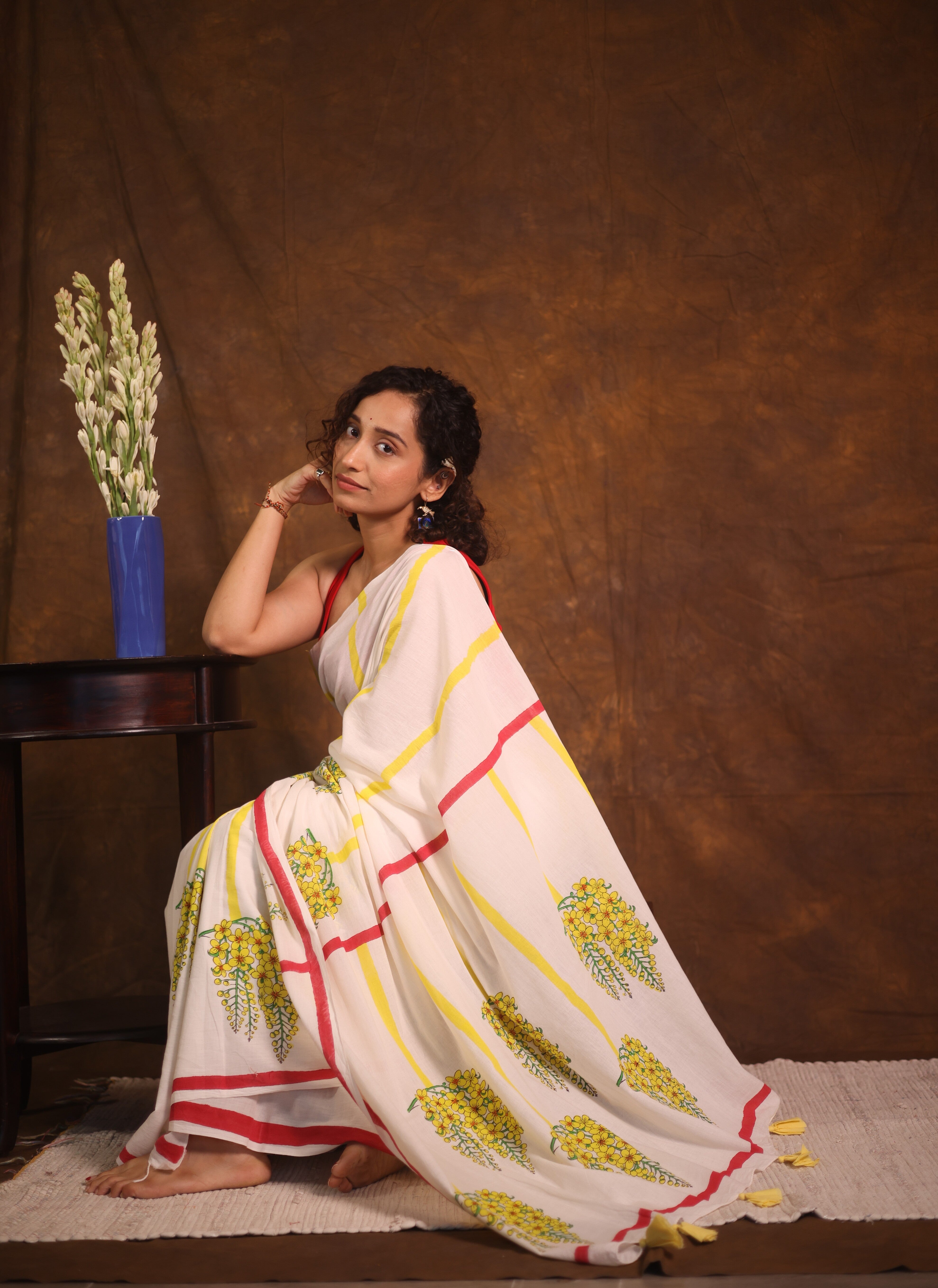 Off White HBP Signature Cotton Saree - SROWSCS26