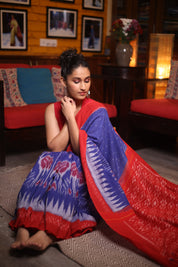 Blue Pochampalli Cotton Ikat Saree- SRBPCIS35EX