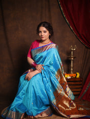 Blue Silk Paithani Saree - SRBSPS782