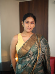 Rama Green Printed Tussar Silk Saree - SRRGPTSS018