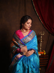 Blue Silk Paithani Saree - SRBSPS782