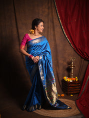 Blue Silk Paithani Saree - SRBSPS788