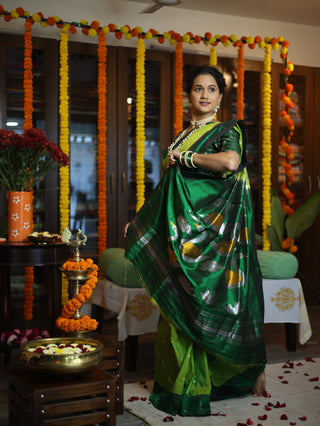 Green Silk Paithani Saree - SRGSPS476