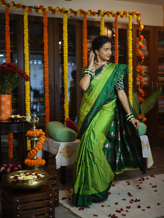 Green Silk Paithani Saree - SRGSPS476