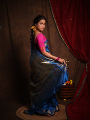 Blue Silk Paithani Saree - SRBSPS788