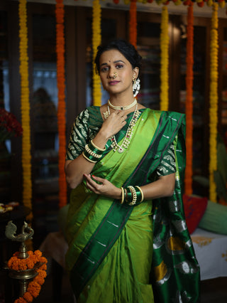 Green Silk Paithani Saree - SRGSPS476