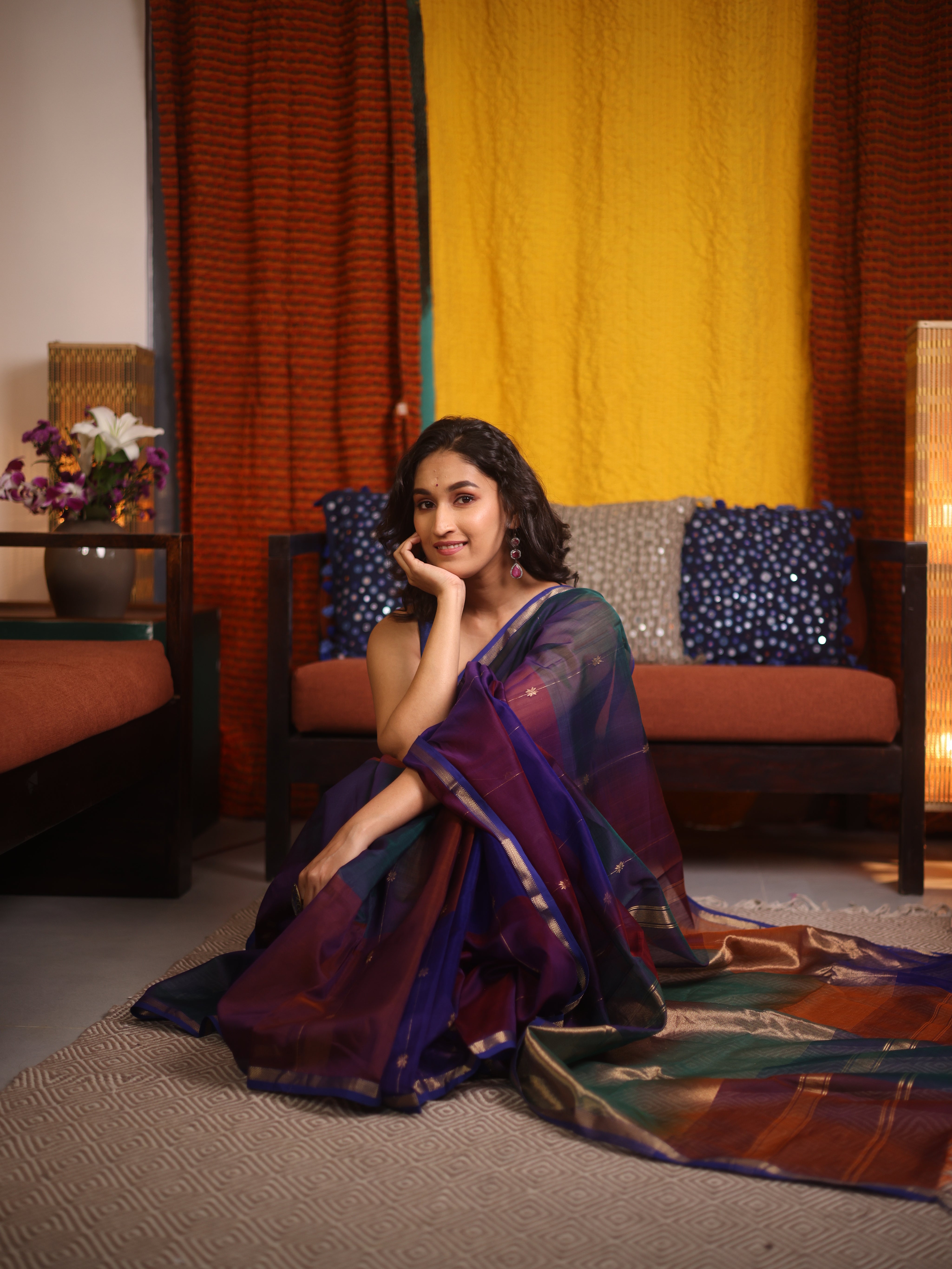 Multicolor Maheshwari Saree - SRMMS1151