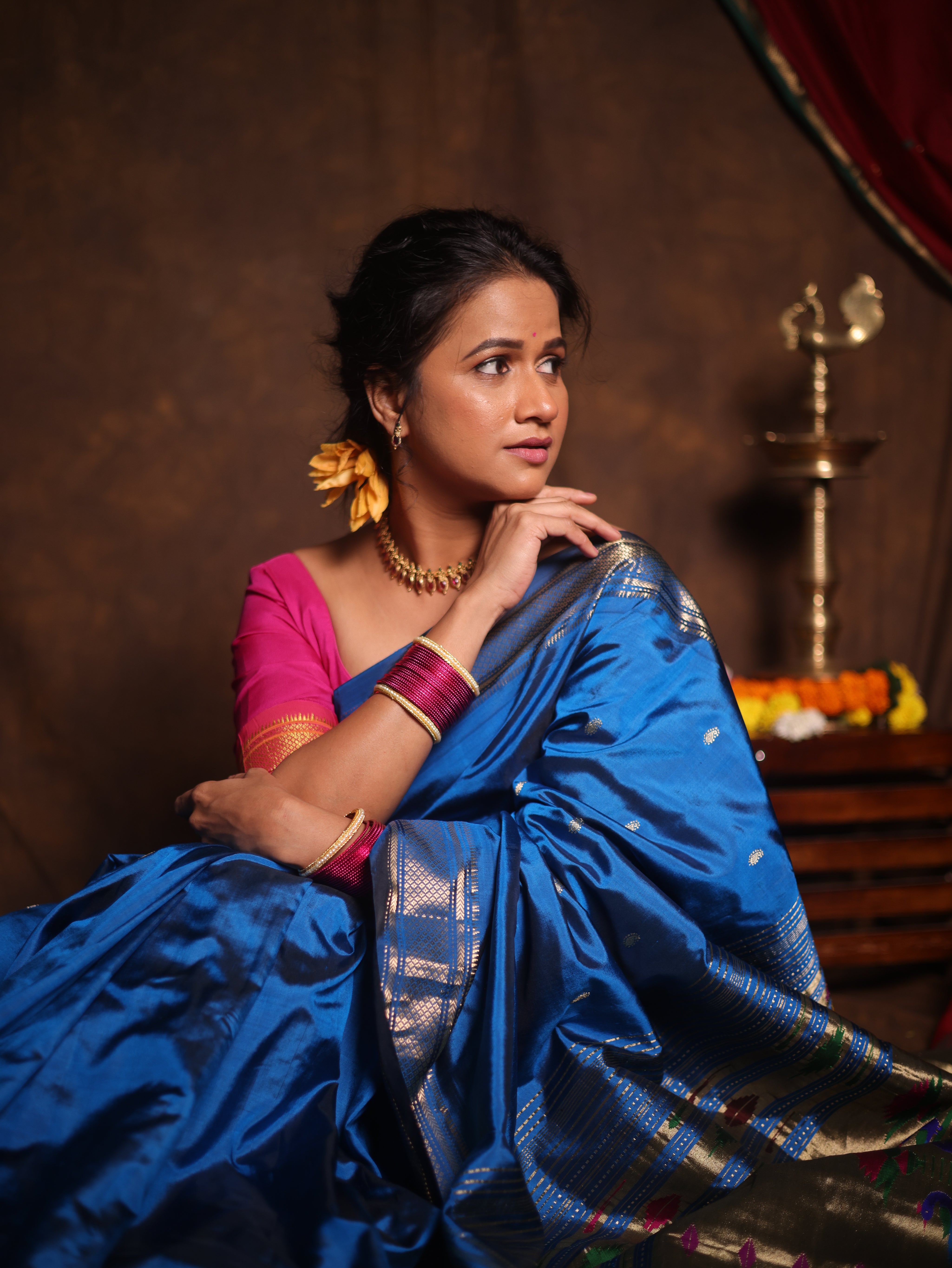 Blue Silk Paithani Saree - SRBSPS788