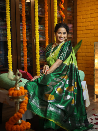 Green Silk Paithani Saree - SRGSPS476