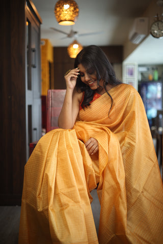 Yellow Tussar Silk Saree - SRYTSS369