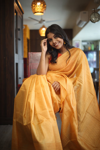 Yellow Tussar Silk Saree - SRYTSS369