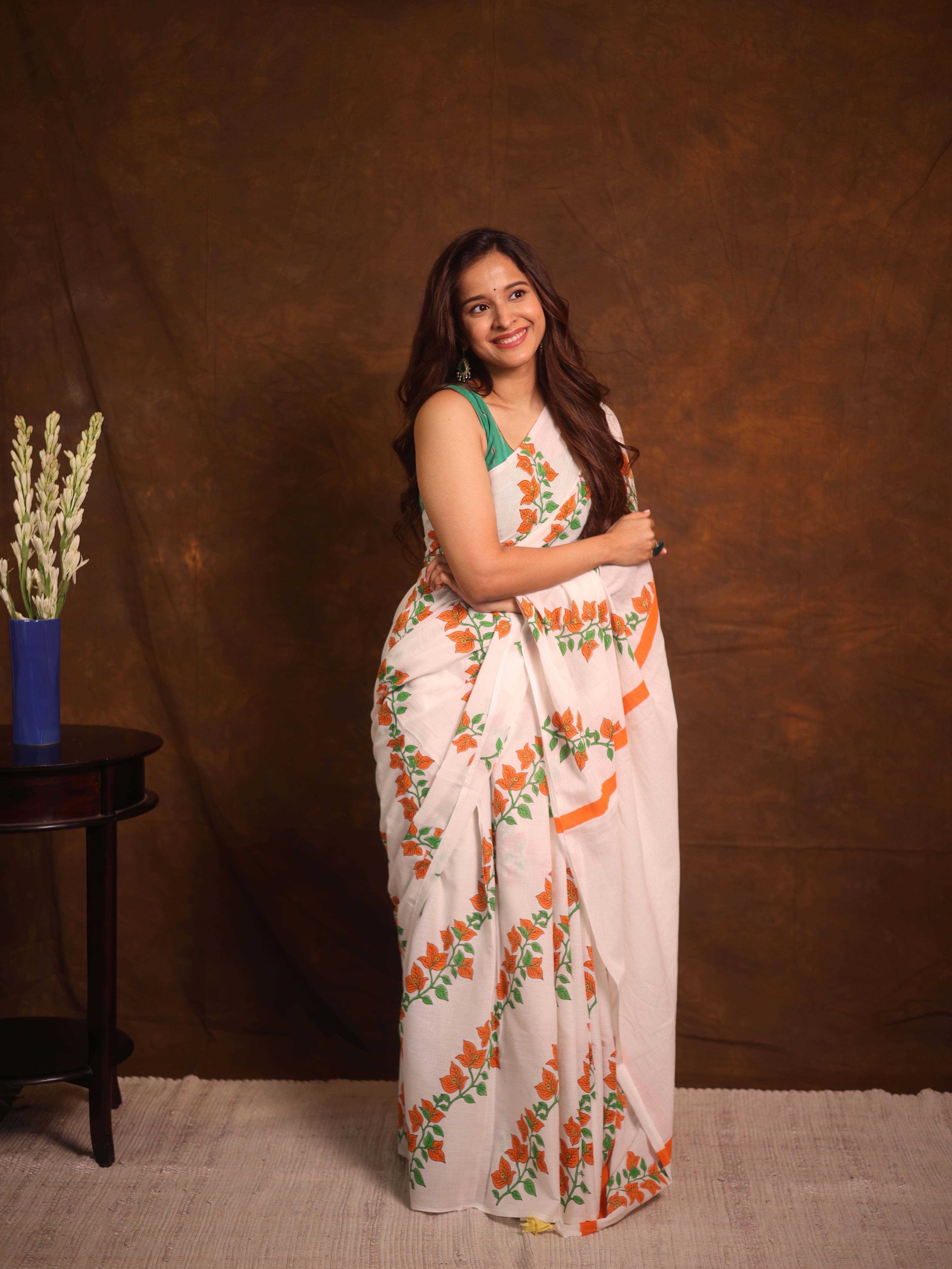White HBP Signature Cotton Saree - SRWSCS27